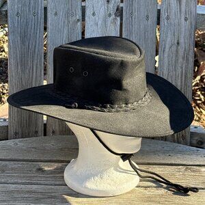 Australian Outback Hat Adult M Black Aussie Western Cowboy Shade Sport Fishing